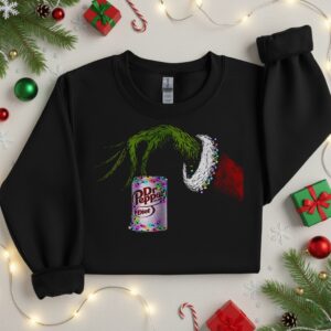 Grinch and Dr Pepper parody Christmas lights Merry Christmas_Crewneck Sweatshirt