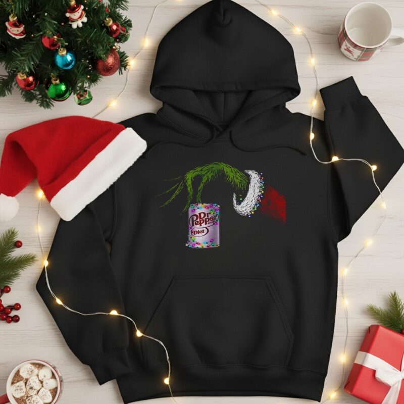 Grinch and Dr Pepper parody Christmas lights Merry Christmas_Hoodie