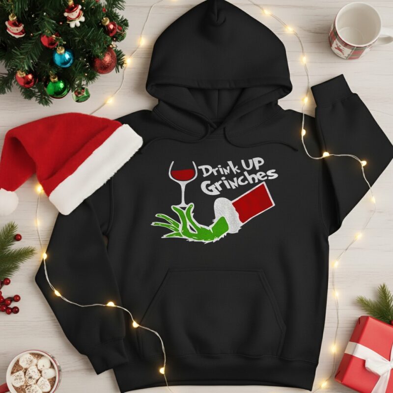 Grinch hand drink up Grinches Merry Christmas 2025_Hoodie