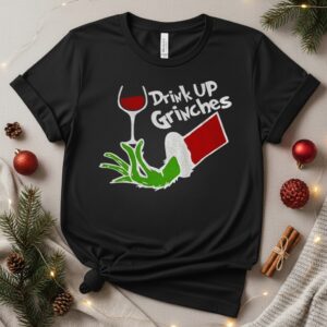 Grinch hand drink up Grinches Merry Christmas 2025_T-Shirt