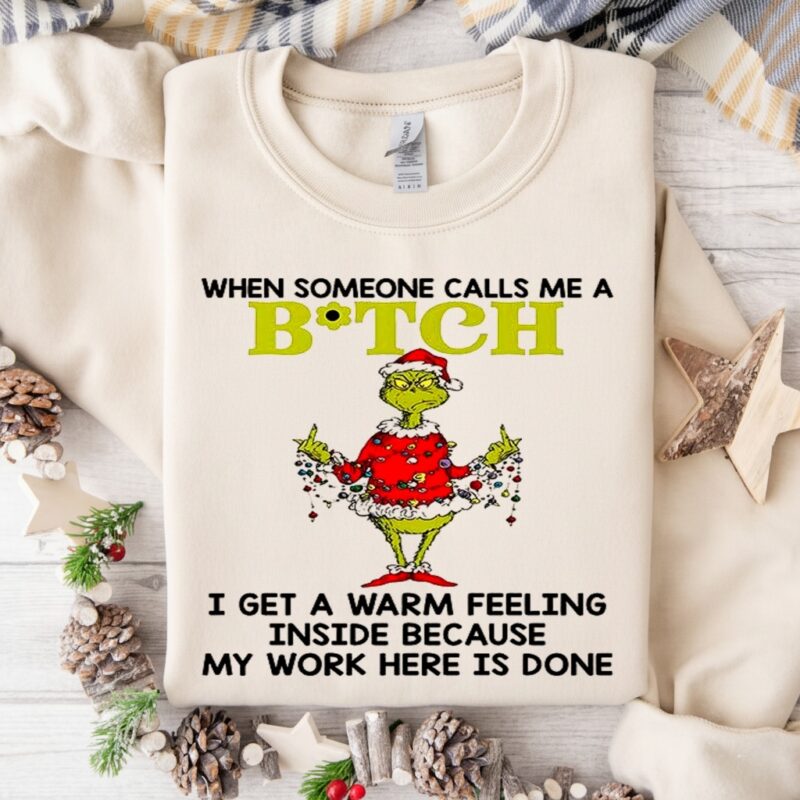 Grinch middle finger when someone calls me a Bitch_Crewneck Sweatshirt