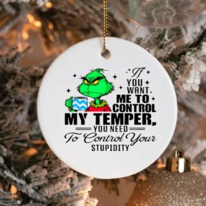 Grinch you want me to control my temper you need to control your stupidity_Ornaments