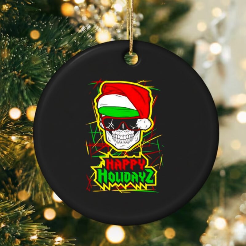 Happy Holidayz Skull Santa hat_Ornaments