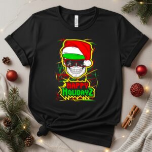 Happy Holidayz Skull Santa hat_T-Shirt