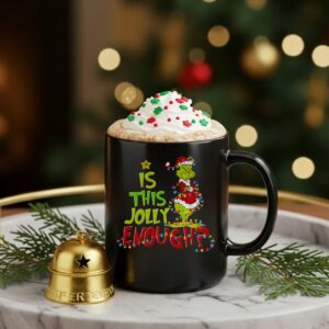 Is this jolly enough Grinch Santa Merry Christmas_Ceramic Mug