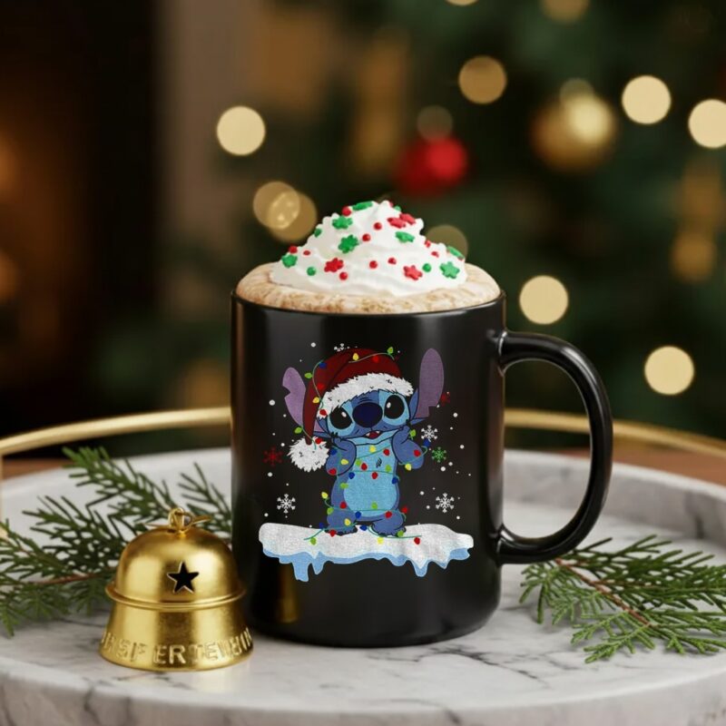 Lilo and Stitch snow winter Merry Christmas_Ceramic Mug