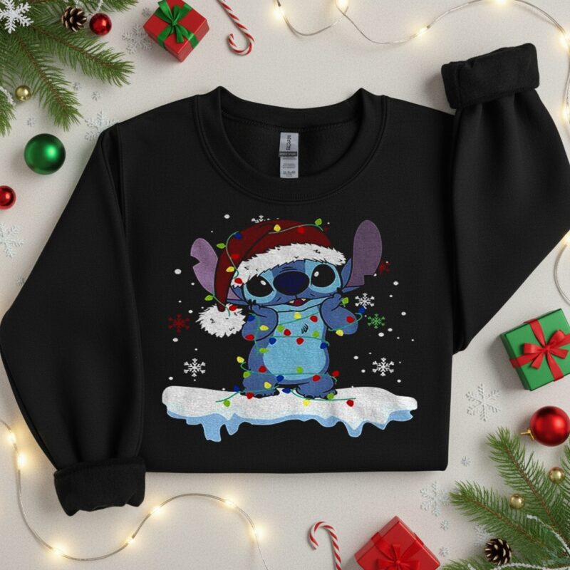 Lilo and Stitch snow winter Merry Christmas_Crewneck Sweatshirt