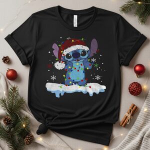 Lilo and Stitch snow winter Merry Christmas_T-Shirt