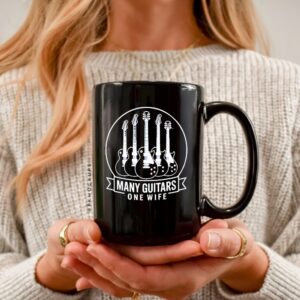 Many guitars one wife in circular frame logo_Ceramic Mug