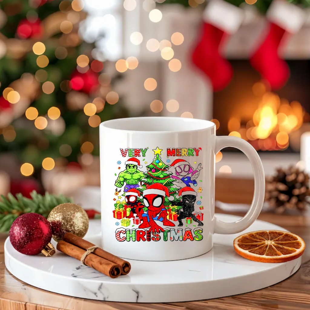 Mavel Very Merry Christmas Spidey And His Amazing Friends The Avengers_Ceramic Mug Mavel Very Merry Christmas Spidey And His Amazing Friends The Avengers_Ceramic Mug