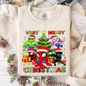 Mavel Very Merry Christmas Spidey And His Amazing Friends The Avengers_Crewneck Sweatshirt
