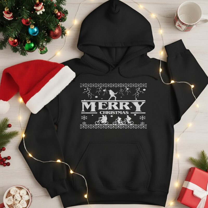 Merry Christmas Stranger Things Inspired quote_Hoodie