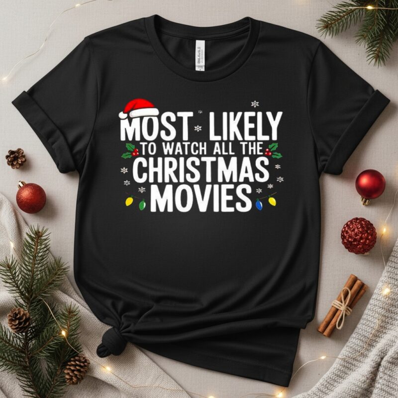 Most likely to watch all the Christmas Movies_T-Shirt