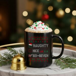 Naughty Nice Six Seven meme Santa Merry Christmas_Ceramic Mug
