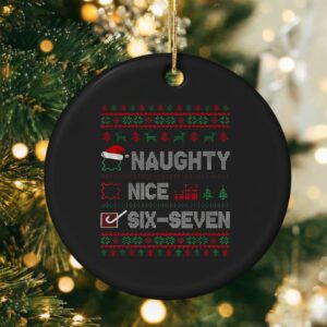Naughty Nice Six Seven meme Santa Merry Christmas_Ornaments