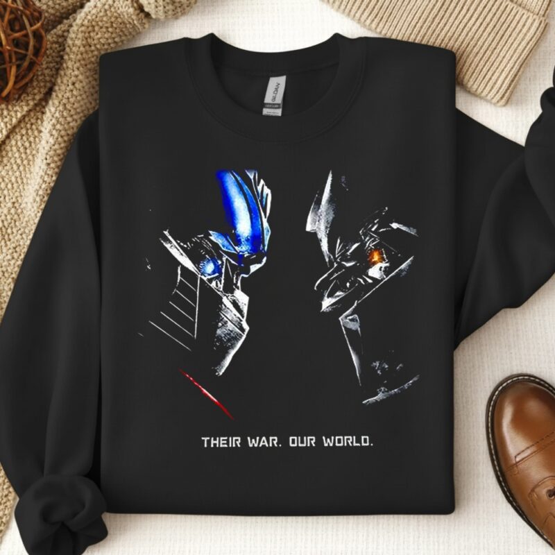 Optimus Prime vs Megatron Transformers Their war our world 00s retro_Crewneck Sweatshirt