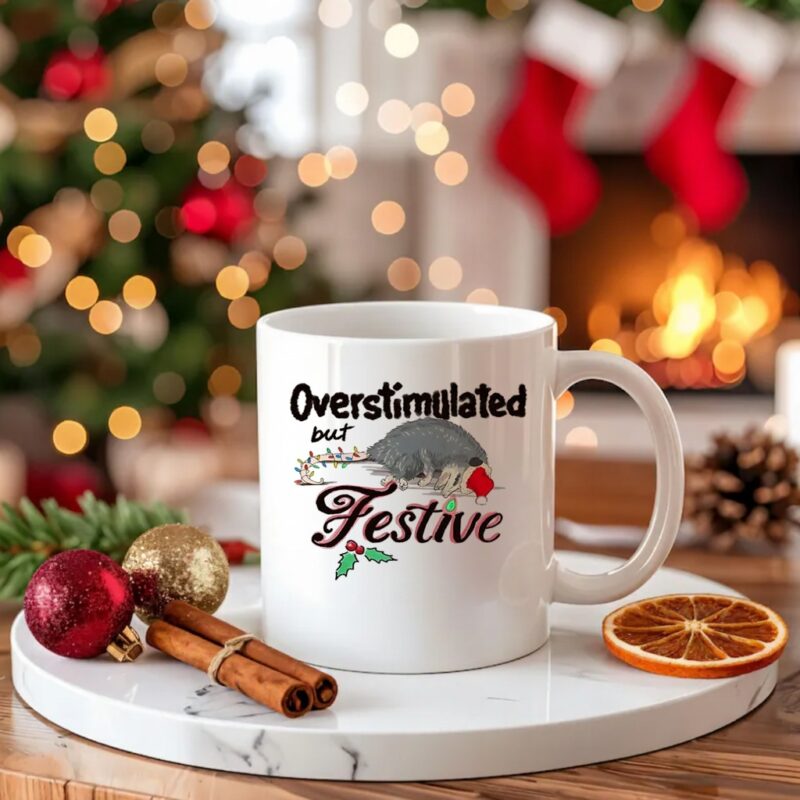 Overstimulated but Festive opossum Christmas_Ceramic Mug