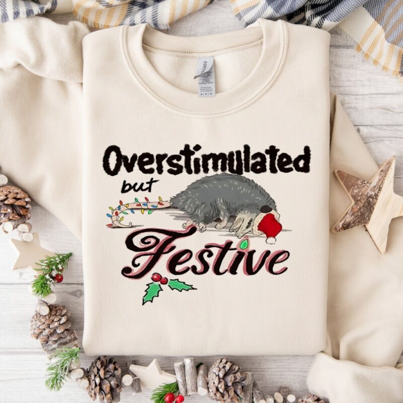 Overstimulated but Festive opossum Christmas_Crewneck Sweatshirt