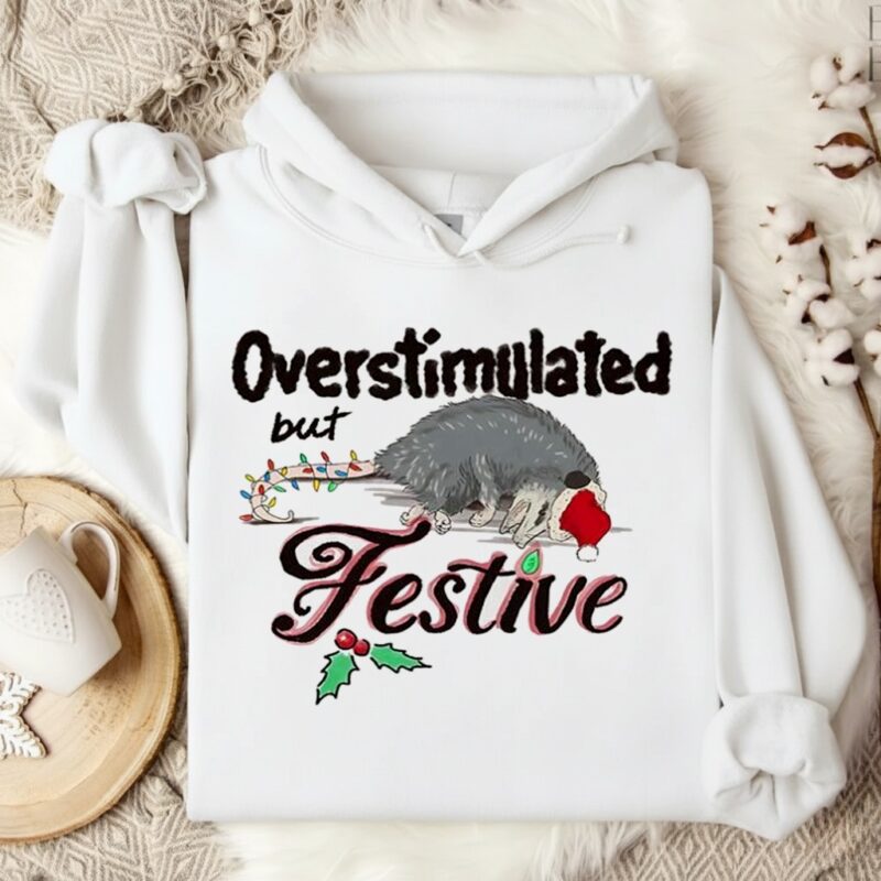 Overstimulated but Festive opossum Christmas_Hoodie