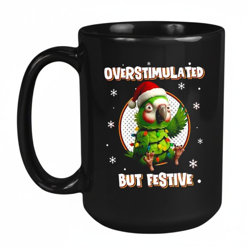 Overstimulated but festive Christmas parrot Mug