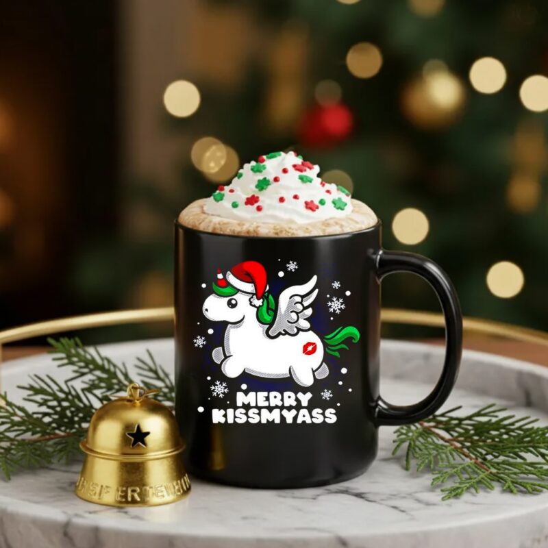 Pegasus Santa hat Merry Kissmyass_Ceramic Mug