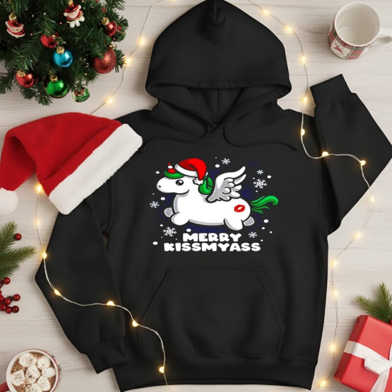 Pegasus Santa hat Merry Kissmyass_Hoodie