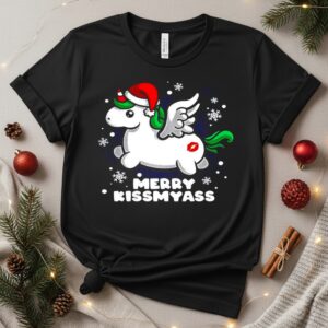 Pegasus Santa hat Merry Kissmyass_T-Shirt