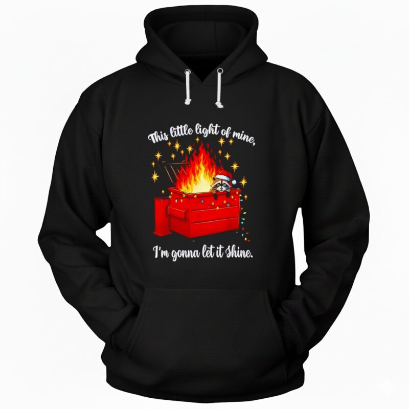 Raccoon Dumpster Fire Christmas Lights Funny Raccoon Holiday Hoodie