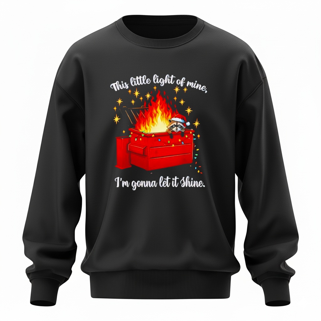 Raccoon Dumpster Fire Christmas Lights Funny Raccoon Holiday Sweatshirt Raccoon Dumpster Fire Christmas Lights Funny Raccoon Holiday Sweatshirt