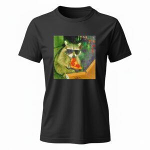 Raccoon Eating Pizza Funny Ladies T-Shirt
