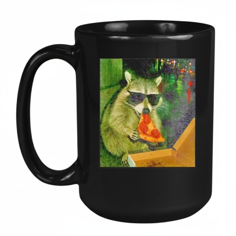 Raccoon Eating Pizza Funny Mug