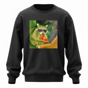 Raccoon Eating Pizza Funny Sweatshirt