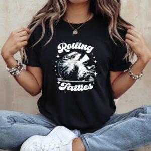 Retro Funny Rolling Fatties Vintage Sarcastic Cat Meme_Ladies T-Shirt