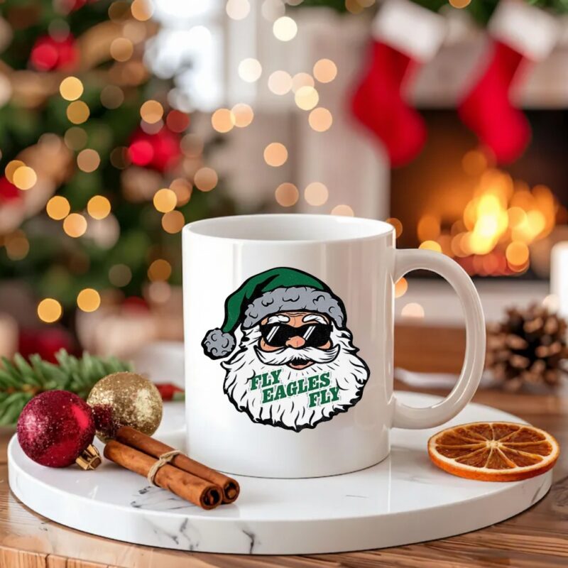 Santa Claus x Philadelphia Eagles Fly Eagles Fly Football 2025 Christmas_Ceramic Mug