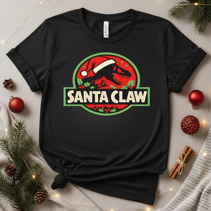 Santa Claw Jurassic Park Christmas_T-Shirt