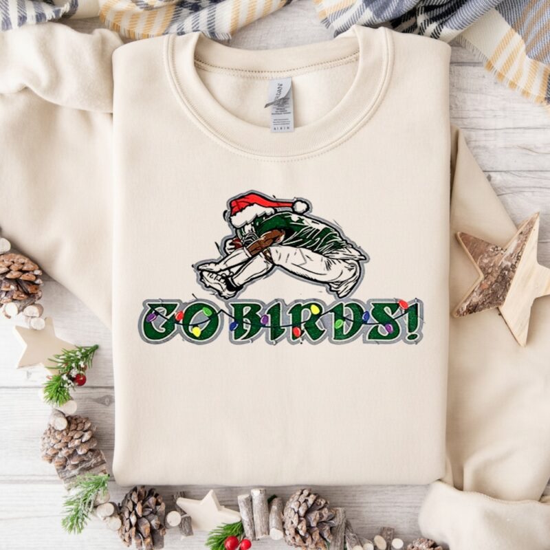 Saquon Barkley Santa hat Go Birds Philadelphia Eagles NFL Football Christmas_Crewneck Sweatshirt