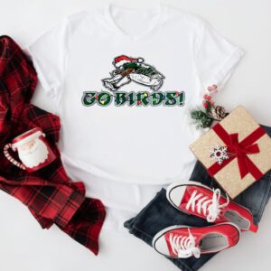 Saquon Barkley Santa hat Go Birds Philadelphia Eagles NFL Football Christmas_T-Shirt
