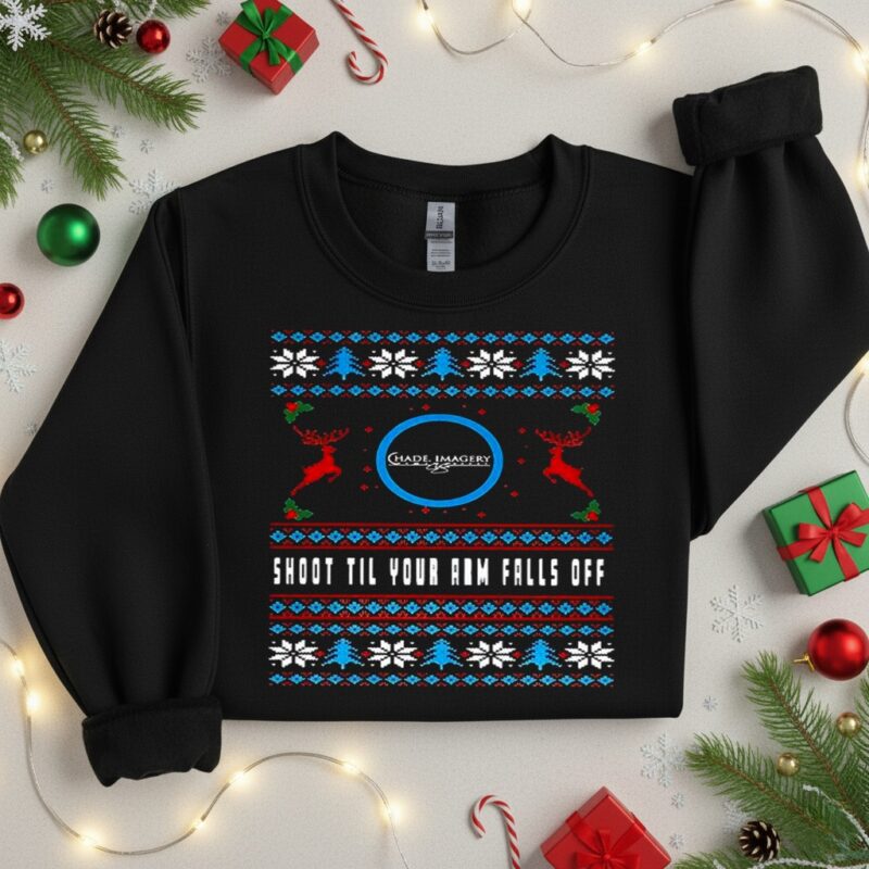 Shoot till your arm falls off Ugly Christmas_Crewneck Sweatshirt