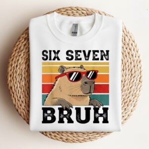 Six Seven Bruh 67 Meme Funny Capybara_Crewneck Sweatshirt