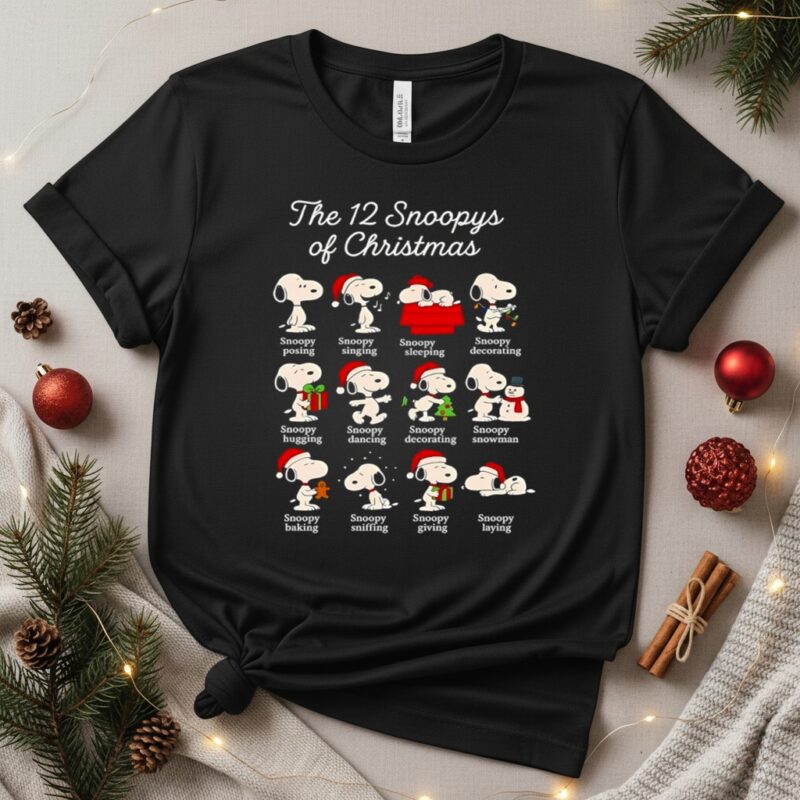 Snoopy Christmas the 12 Snoopys of Christmas_T-Shirt