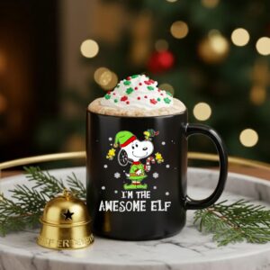 Snoopy Woodstock I;m the Awesome ELF Christmas holiday_Ceramic Mug