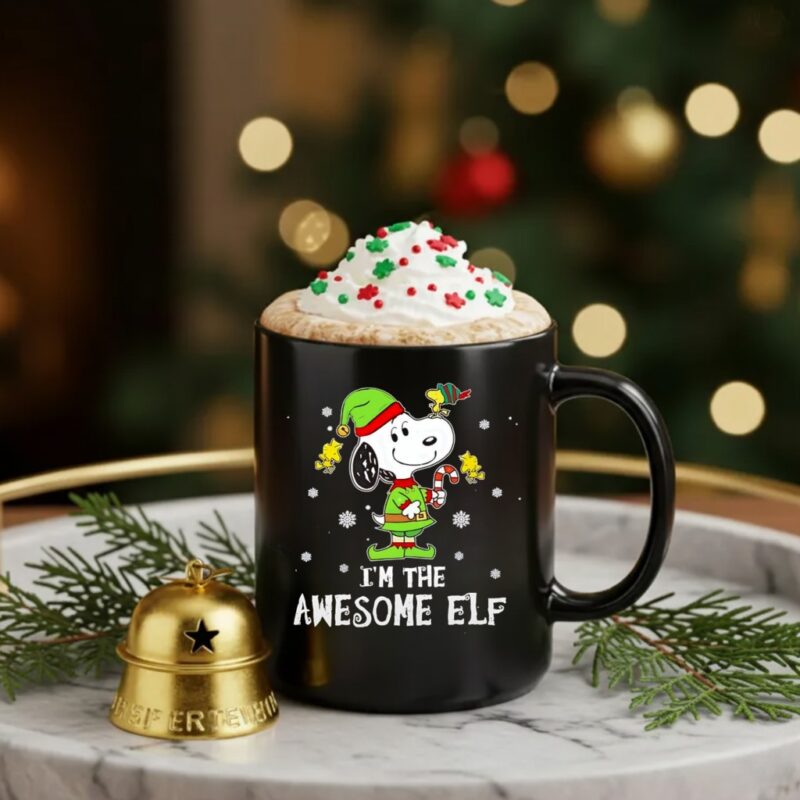 Snoopy Woodstock I;m the Awesome ELF Christmas holiday_Ceramic Mug