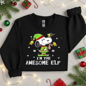 Snoopy Woodstock I;m the Awesome ELF Christmas holiday_Crewneck Sweatshirt