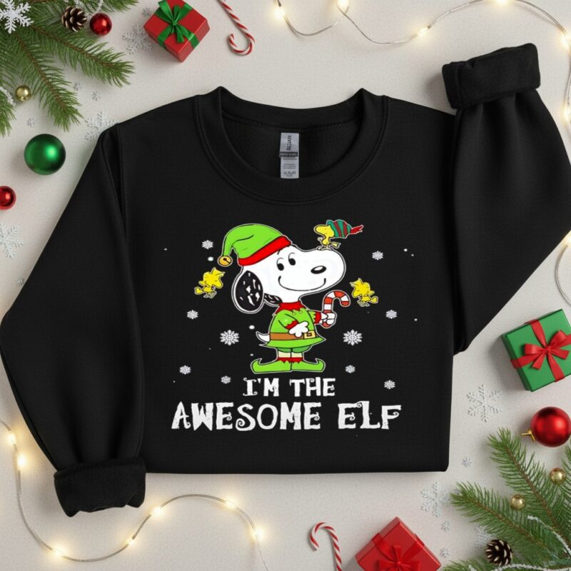 Snoopy Woodstock I;m the Awesome ELF Christmas holiday_Crewneck Sweatshirt