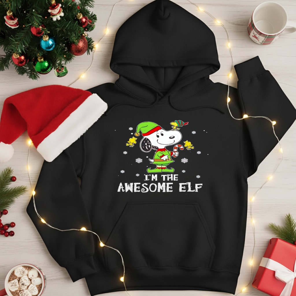 Snoopy Woodstock I;m the Awesome ELF Christmas holiday_Hoodie Snoopy Woodstock I;m the Awesome ELF Christmas holiday_Hoodie