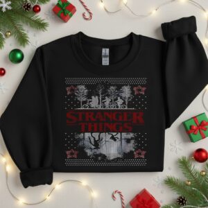 Stranger Things Christmas Epic Demogorgon Ugly Sweater Logo_Crewneck Sweatshirt