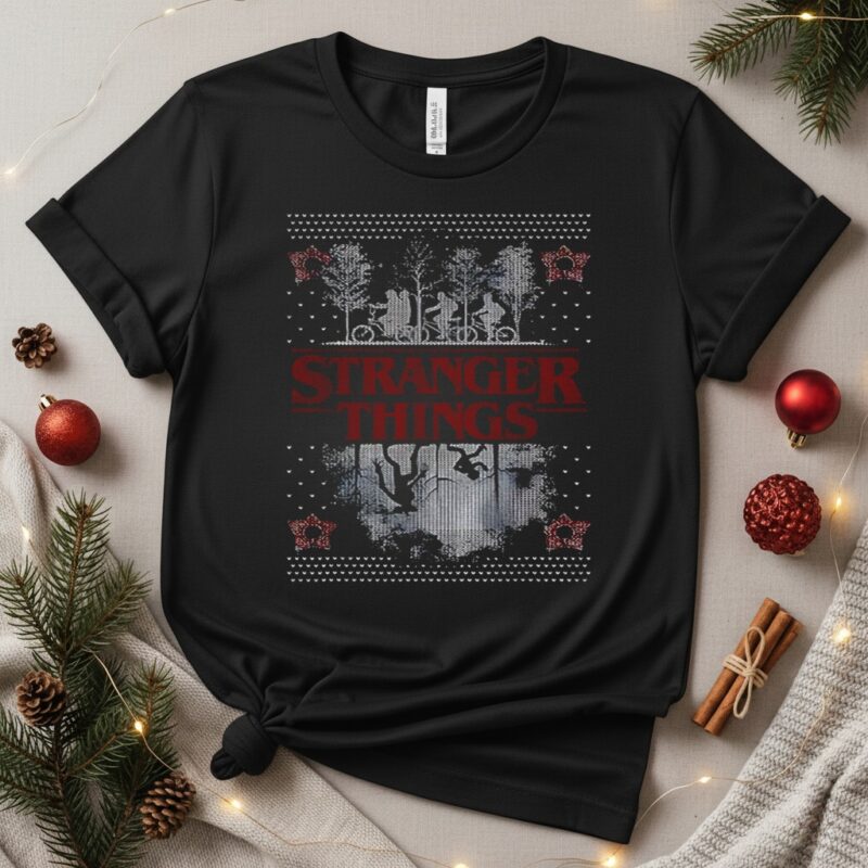 Stranger Things Christmas Epic Demogorgon Ugly Sweater Logo_T-Shirt