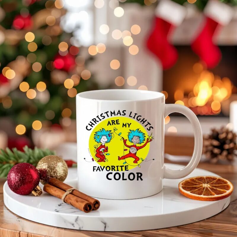The Cat in the Hat Christmas Lights Are My Favorite Color Juniors Cropped Graphic_Ceramic Mug