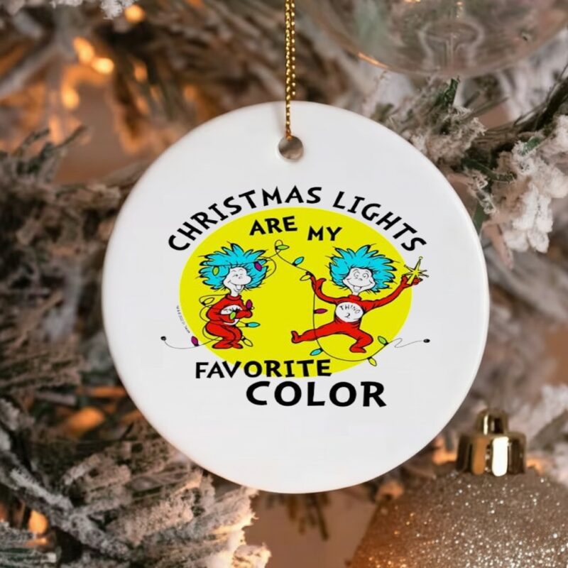 The Cat in the Hat Christmas Lights Are My Favorite Color Juniors Cropped Graphic_Ornaments