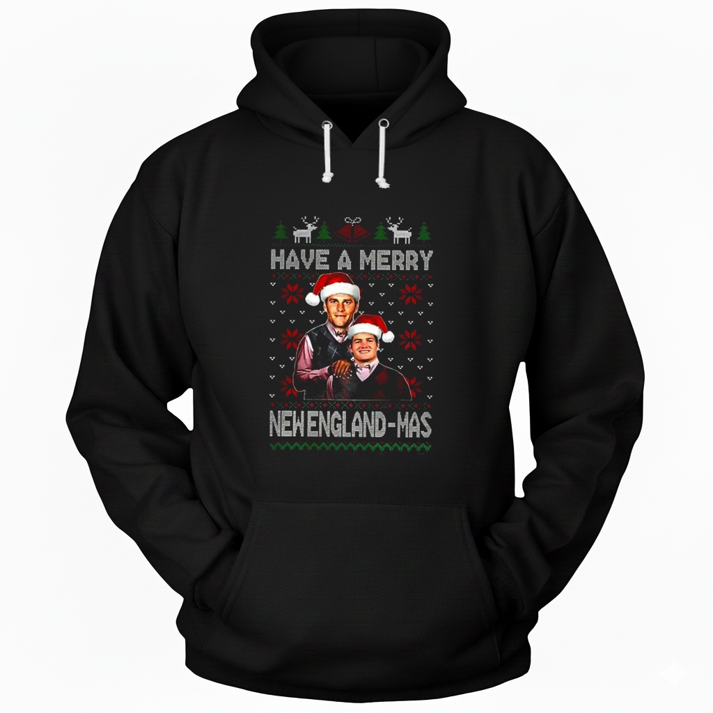 Tom Brady and Drake Maye step brother have a merry New England-mas ugly Christmas_Hoodie Tom Brady and Drake Maye step brother have a merry New England-mas ugly Christmas_Hoodie